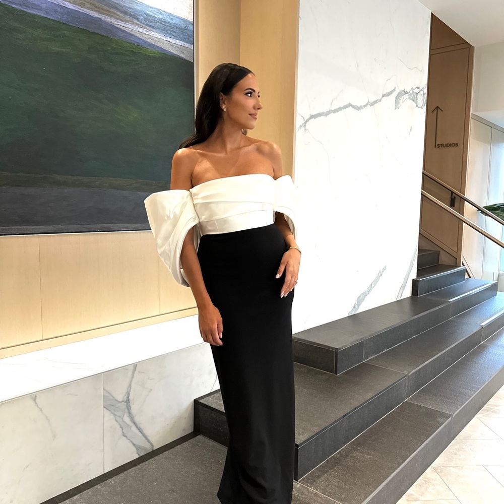 Solace London The Arla Maxi Dress in Black and Cream size 8